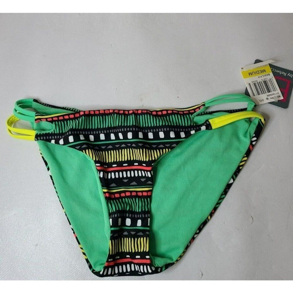 BCA by Rebecca Virtue Green Multi Cutout Side Bikini Bottom Size Medium